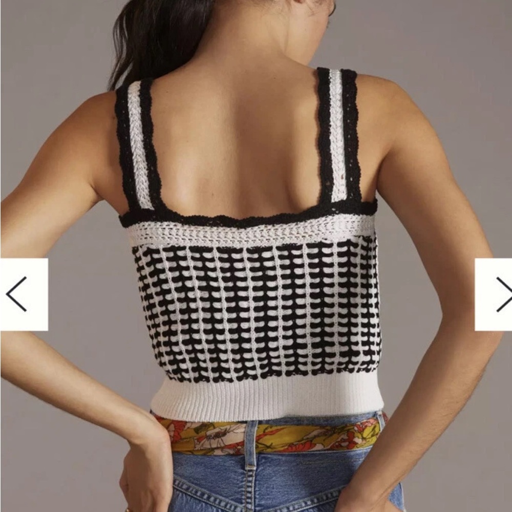 Anthropologie Maeve Preston Crochet Sweater Tank Size Small. - Picture 2 of 4